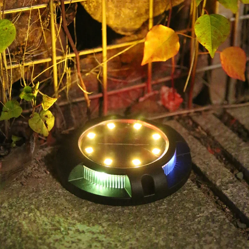 Imagem -05 - Solar Power Disk Light Jardim ao ar Livre Subterrâneo Deck Spotlight Enterrado Lâmpada Led Decoração 12led