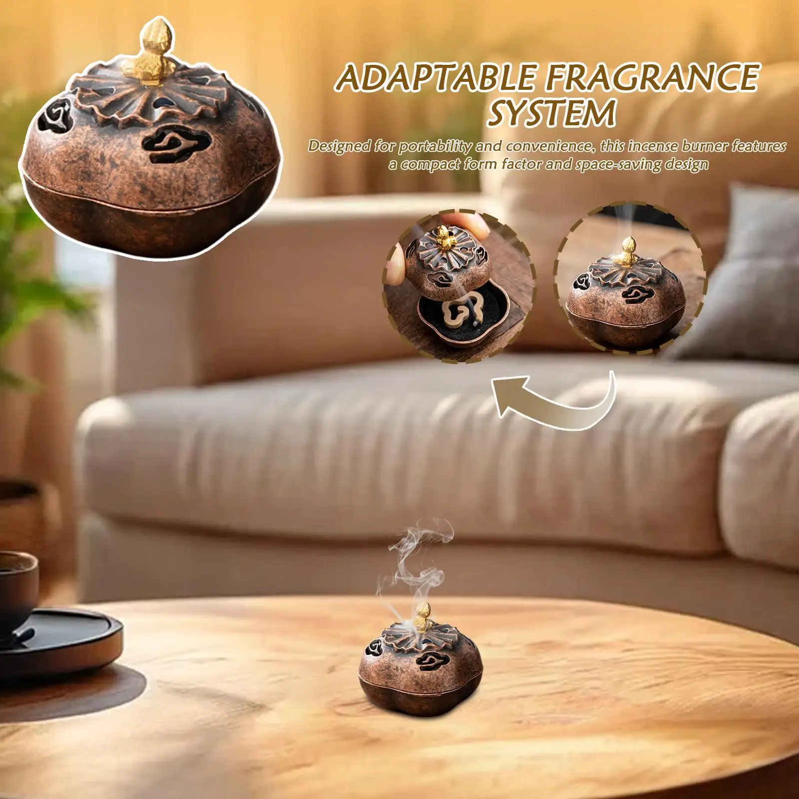Zinc Alloy Incense Burner Holder Desktop Aromatherapy Ornaments Chinese Ancient Style Tea Ceremony Fragrance S moke Stove