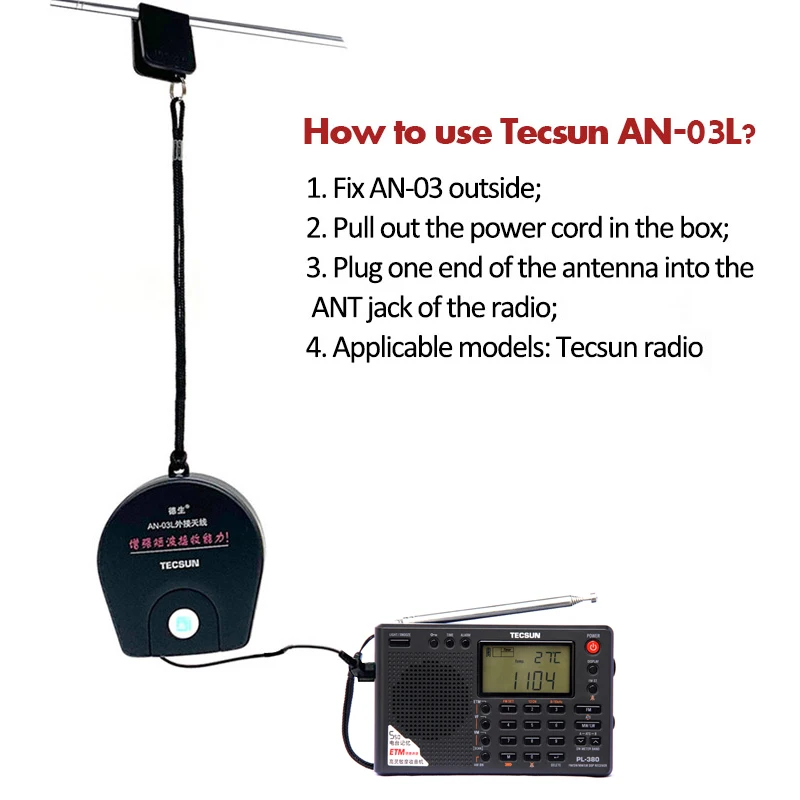 AN-03L 전문 SW 밴드 외부 안테나가 포함된 Tecsun PL-380 라디오 DSP Fm Am 스테레오 월드 밴드 수신기 VS Tecsun PL-310ET