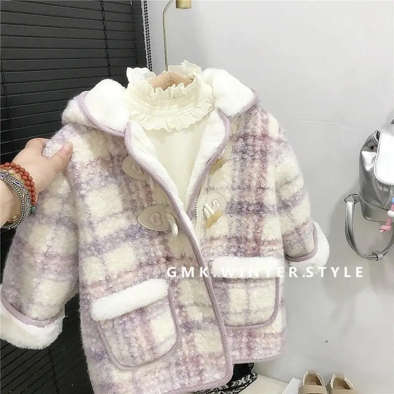 

Теплое пальто для девочек, осенне-зимнее длинное пальто в клетку, верхняя одежда с капюшоном, удобные топы, детская одежда, мода для детей 4-8 лет