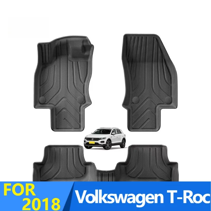 Car Floor Mat for Volkswagen T-Roc 2018 TPE Floor Mats All-Weather Waterproof Car Mats Easy Clean Accessory