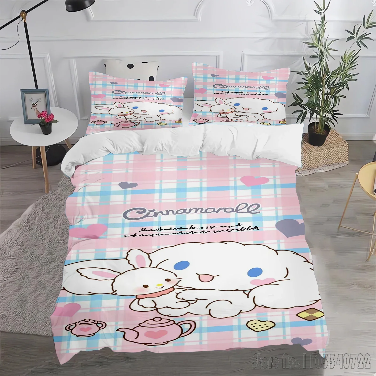 Sanrio Cinnamoroll cartoon Love Child Duvet Cover Set HD Comforter Cover Bedclothes for Kids Bedding Sets Bedroom Decor