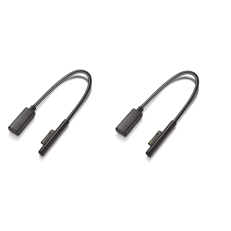 2X permukaan terhubung ke USB-C kabel pengisi daya yang kompatibel untuk permukaan Pro7 Go2 Pro6 5/4/3 Laptop1/2/3 & buku permukaan