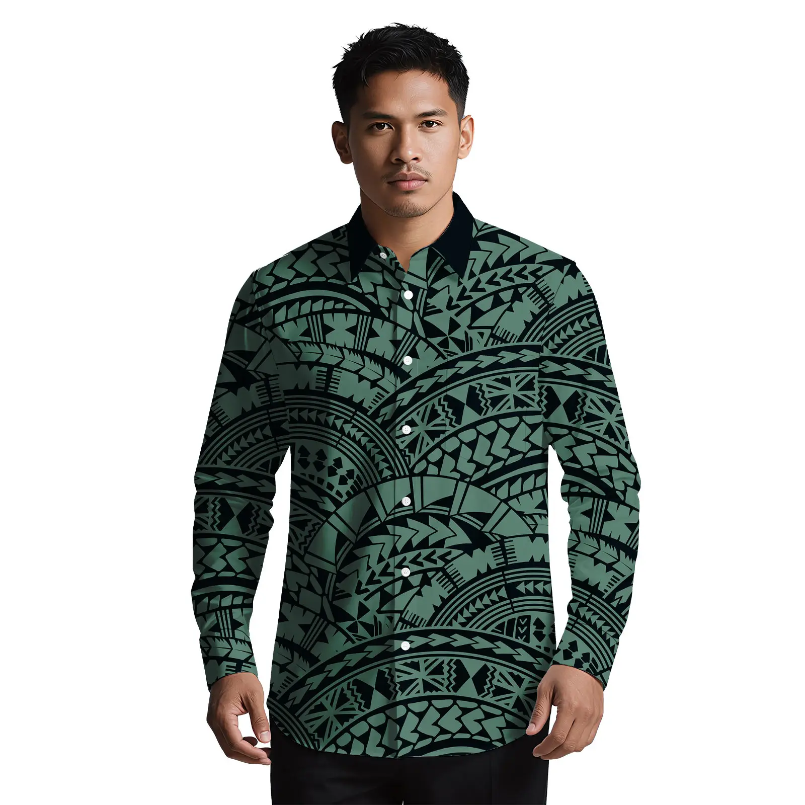 مخصص ساموا الرجال الملابس الزهور الطباعة أكثر من حجم القمصان جزيرة هاواي عارضة شاطئ ألوها قمصان البولينيزية الرجال أعلى #4