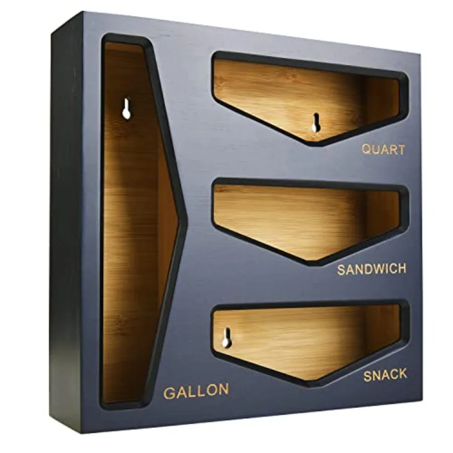 

Bamboo Bag Storage Organizer for Kitchen Drawer Baggie organizer Compatible with Gallon Quart Sandwich and Snack Variety Size B