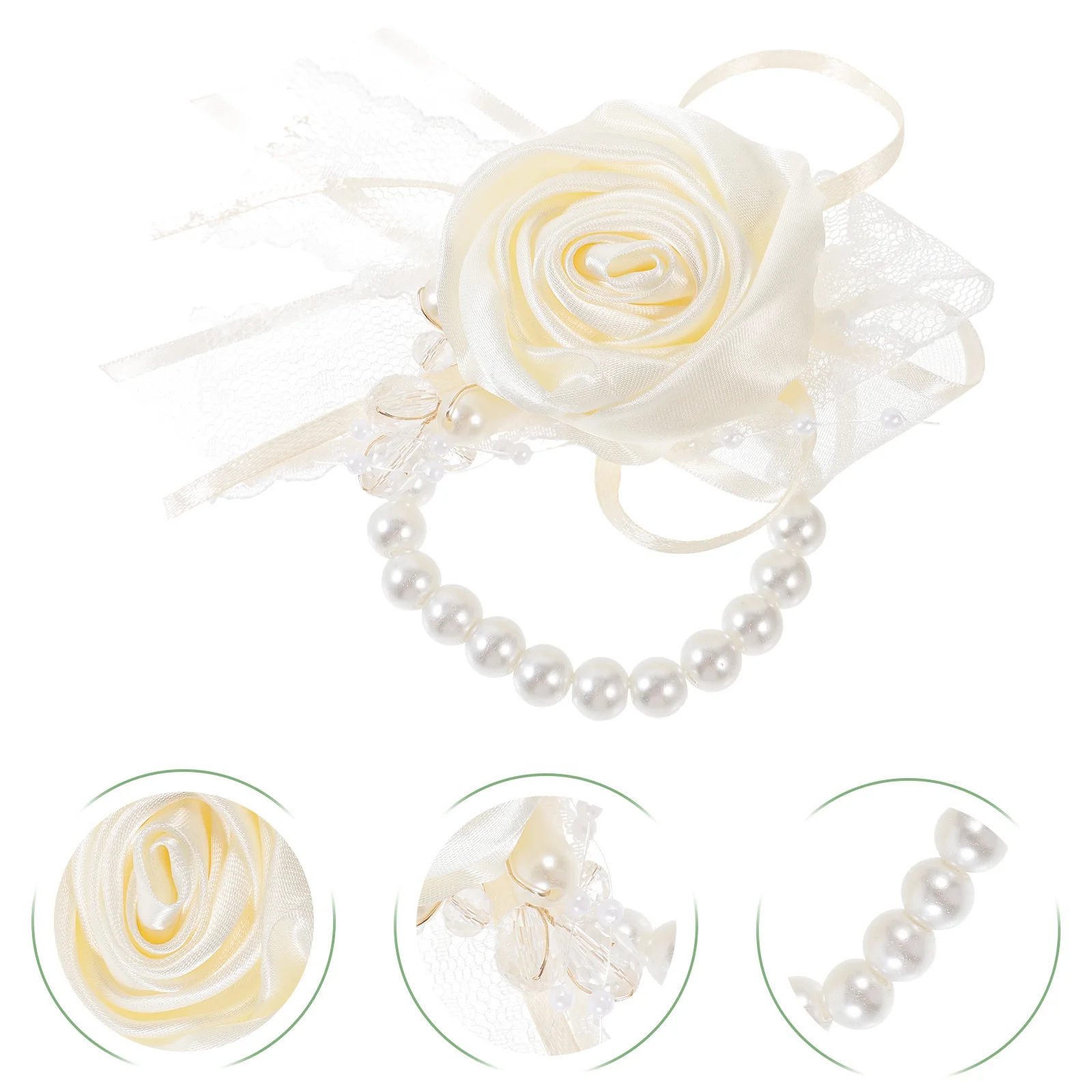 

Rose Flower Wrist Corsage Bridesmaid Pearl Bracelet Romantic Bridal Wristlet Wedding Wrist Corsage Artificial Flower Wristband