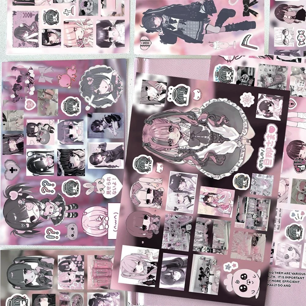 8 Cute Japanese Stickers for Cute Girls Ancient Soft Cute Cartoon Healing Two-dimensional Packaging Material Waterproof Stickers