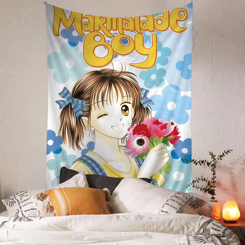 Anime Marmalade Boy Classic Vintage Anime Tapestry Hippie Flower Wall Carpets Dorm Decor Cheap Hippie Wall Hanging