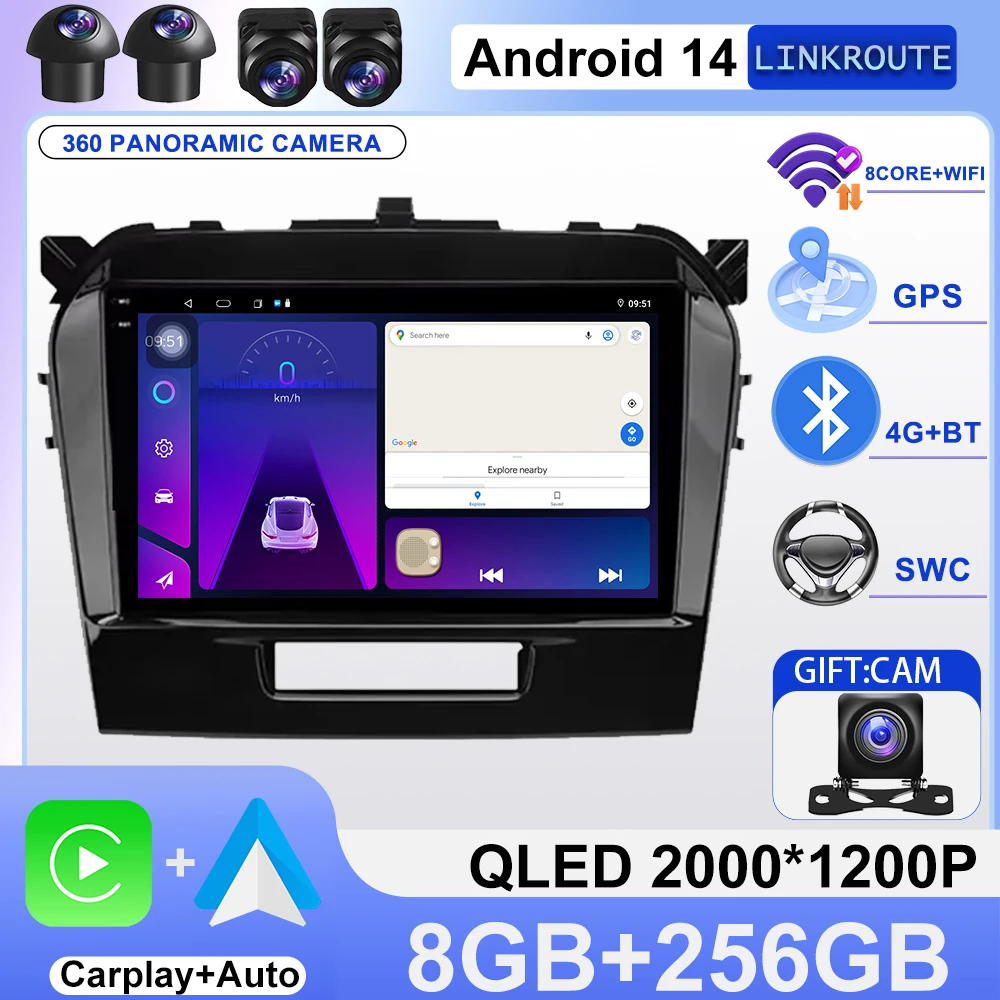 

Car Android For Suzuki Vitara 4 2014 - 2018 Auto Radio Stereo Head Unit Multimedia Player GPS Navigation No 2din DVD Carplay BT