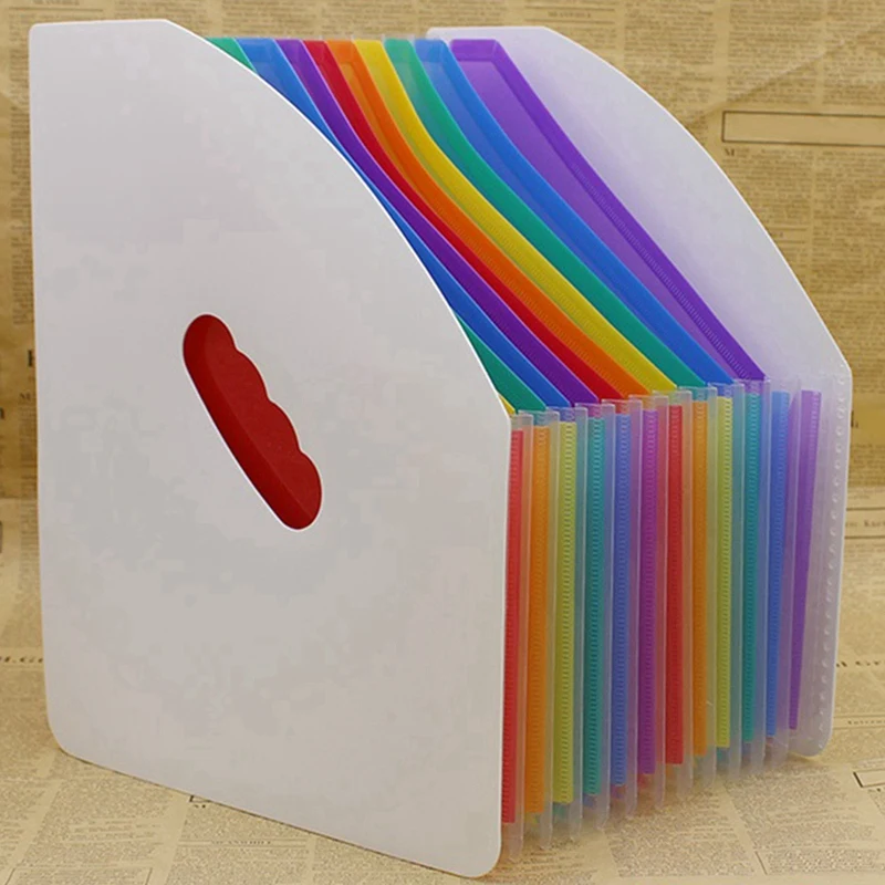 Mir de rangement vertical arc-en-ciel, porte-fichiers, dossier vertical, A4, bureau, 13 poches