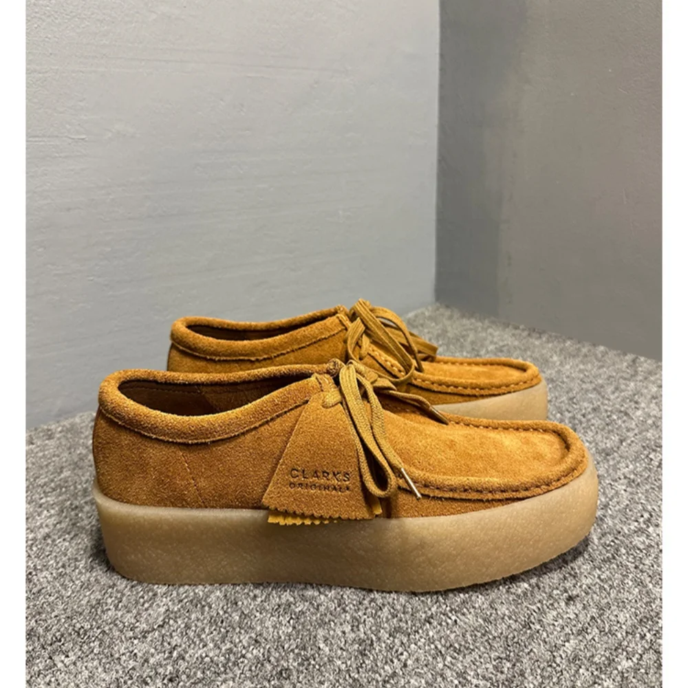 

Leather casual shoes, suede kangaroo shoes, thick soles, height-increasing, casual and trendy shoes.