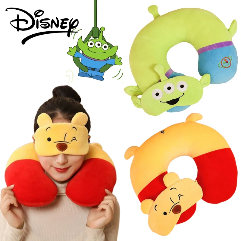 

Disney Toy Story Alien U Shaped Neck Pillows Eyeshade Set Sleeping Airplane Pillow Office Nap Blindfold Travel Break Car Pillow