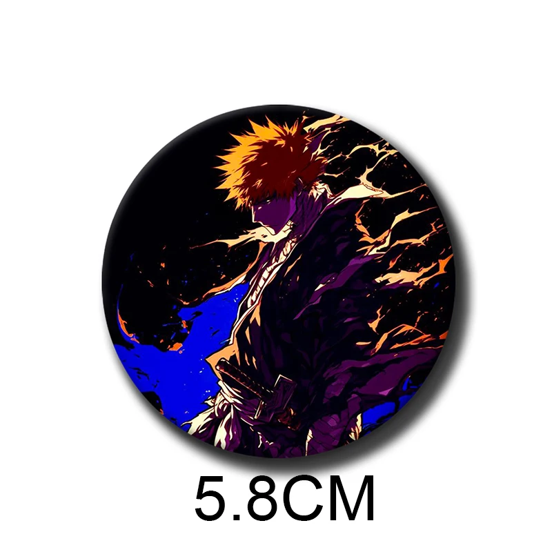 58mm Runde Weißblech Soft Button Pin Anime BLEACH Cartoon Brosche Kleidung Zubehör Kreative Abzeichen Anstecknadeln Schmuck Geschenk