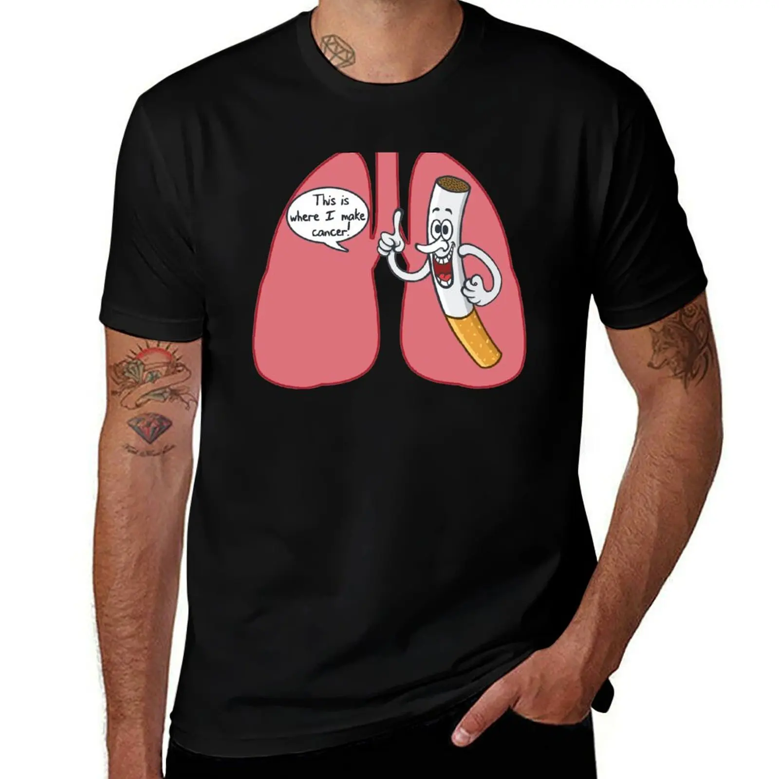 

Cigarette Lung Cancer T-Shirt designer shirts anime stuff oversized graphic tee heavy weight t shirts for men