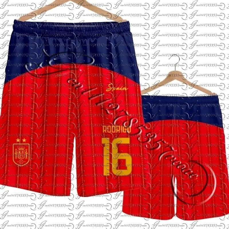 2026 Spanien Team Uniform Yamal Fußball Fan Uniform Schnelltrocknende Kurze Hosen Herren Freizeithosen Sporthosen Familien-Kinder-T-Shirts 3D – Detail 4