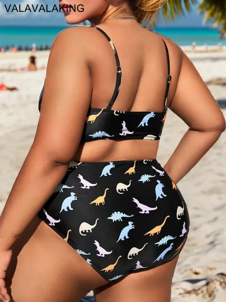 2025 Print 2-częściowe bikini Plus Size Kobiety Wysoka talia Duży strój kąpielowy Seksowna dama Duży strój kąpielowy Brazylijski gruby krój kąpielowy