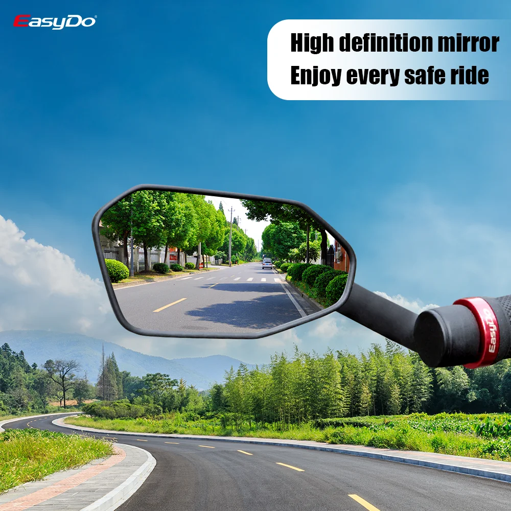 EasyDo Bicycle Mirror Rotatable Handlebar End Bike Rearview Mirror Durable Wide Angle Adjustable Reflector for MTB Road E Bike