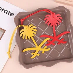 1Pcs Natural Leather Saudi Map Date Palm Tree Keychain Ladies Backpack Pendant Ladies Bag Charm