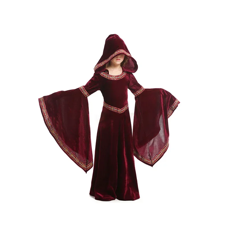 Robe de sorcière Vampire Cosplay medieval, Disfraces de Halloween para niños filles du moyen âge, espectáculo de fiesta de carnaval