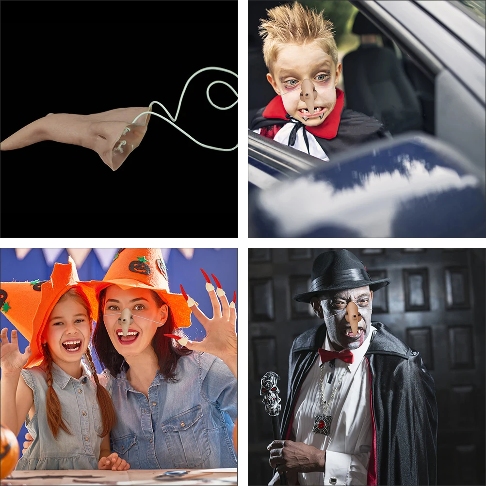

4pcs Halloween Funny Prank Artificial Witch Masquerade Rubber Props Realistic Lightweight Durable Costume Party Accessories