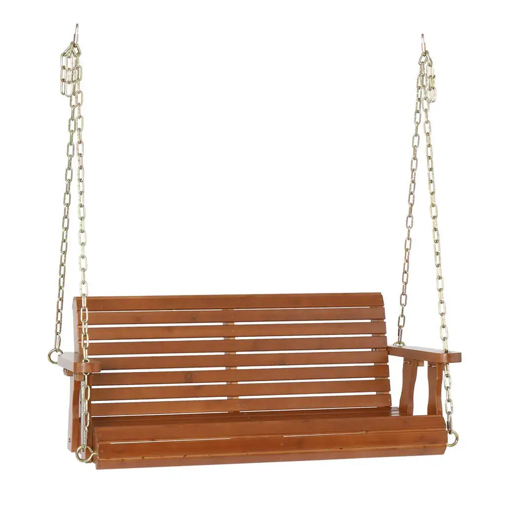 4 Ft Wooden Patio Porch Swing W/Hanging Chains & Floral Accent For Garden Deck Outdoor Bench (60.63x24.41x18.9), Customized