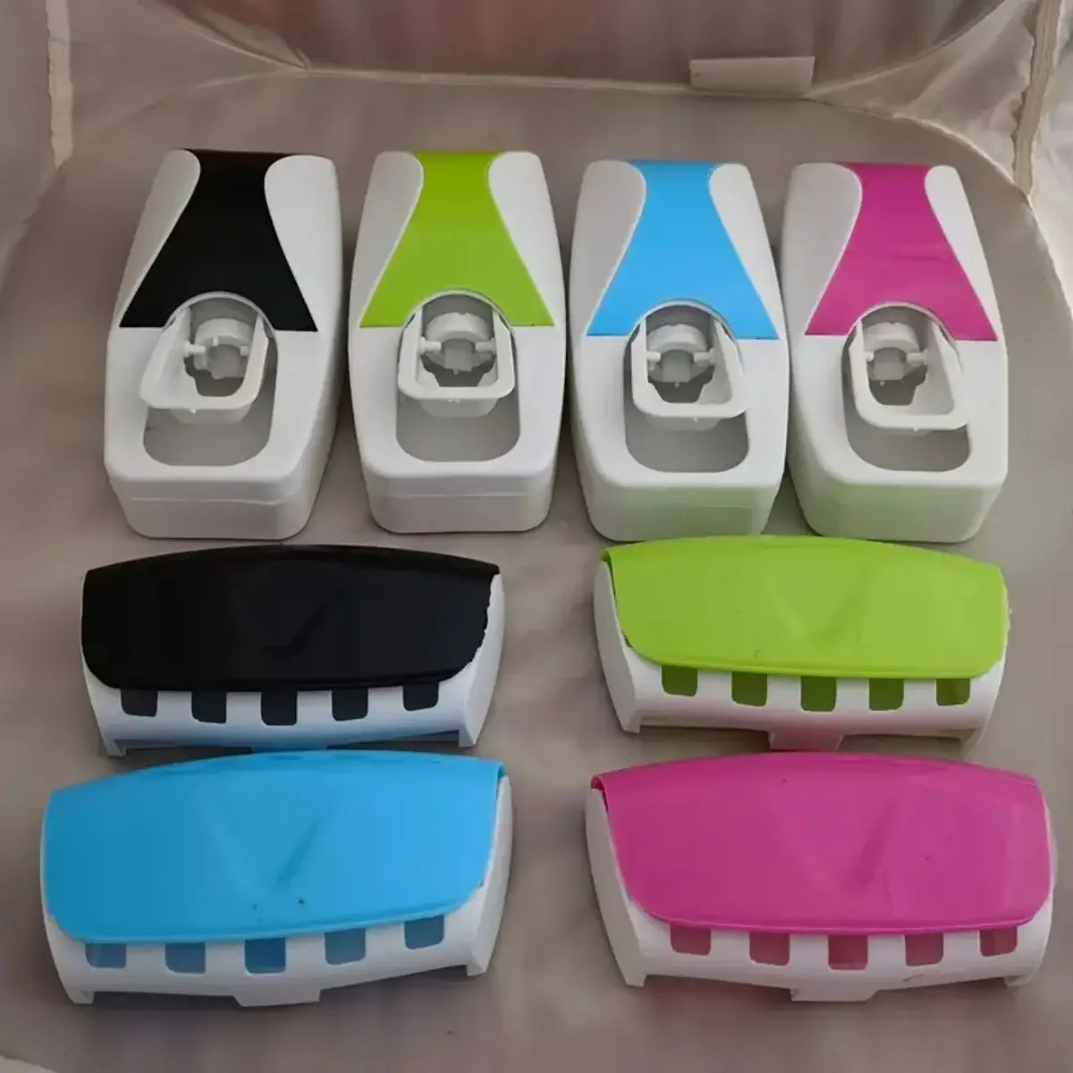 1set Automatic Toothpaste Dispenser And Toothbrush Holder Set, Wall Mounted Toothbrush Rack, Plastic Bathroom  Rack With Travel