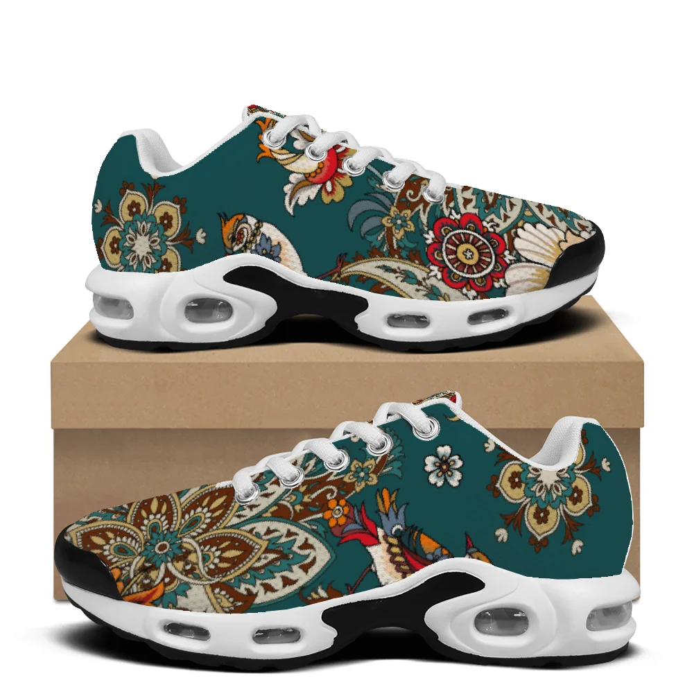 

Green floral print casual air-cushioned shoes with a breathable mesh upper suitable for both men and women