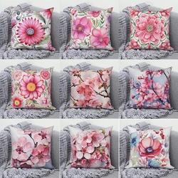 Flower Pattern Decorative Pillow Cover Car Sofa Square Cushion Pillow Cover