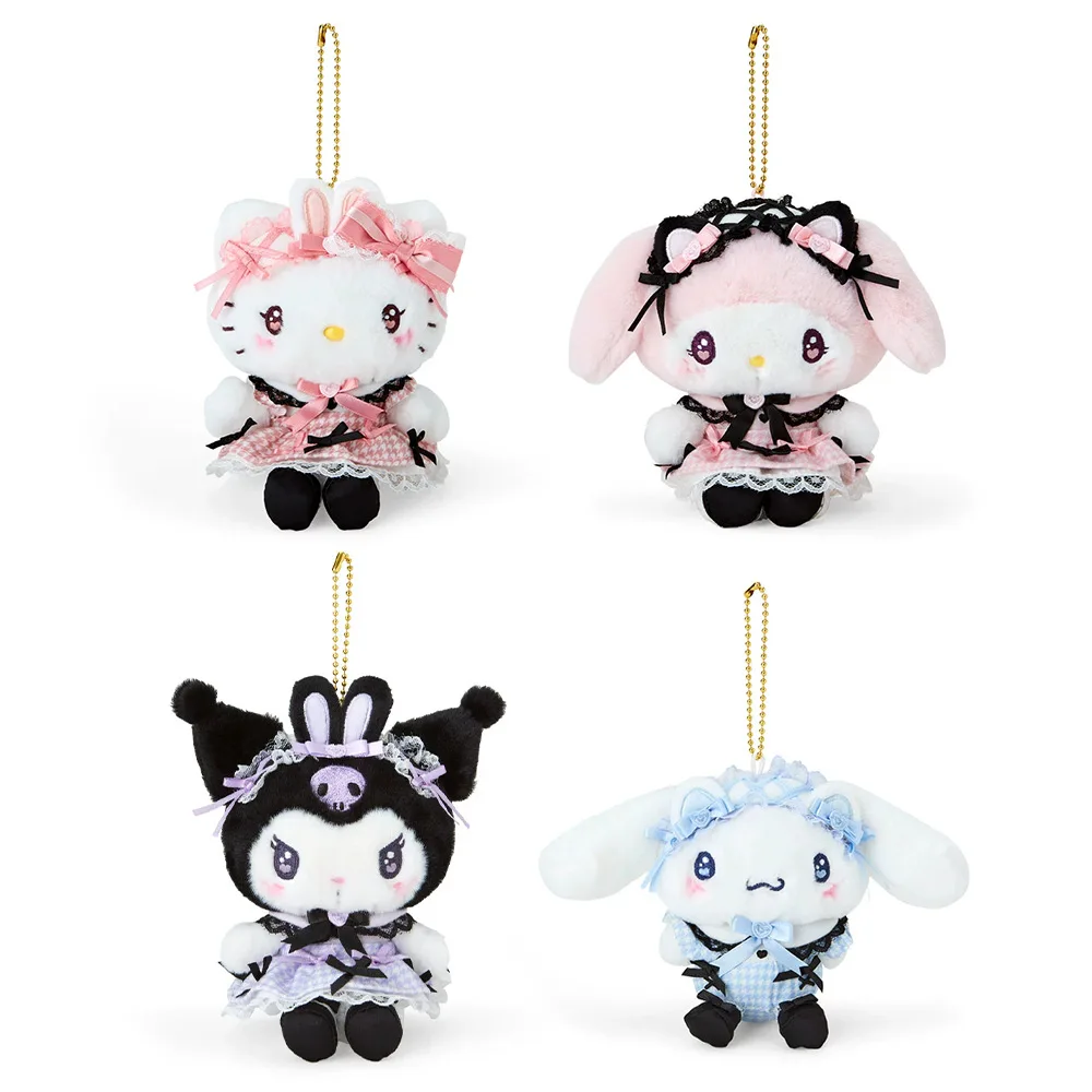 Kawaii HelloKittys Kuromi My Melody dibujos animados serie Mine colgantes de felpa Anime Sanrio corazón de niña lindo muñeco de peluche llavero de juguete