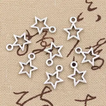50 stuks Charms Ster Pentagram 13x10mm Handgemaakte Hanger Maken fit, Vintage Tibetaans Brons, DIY Voor Armband Ketting