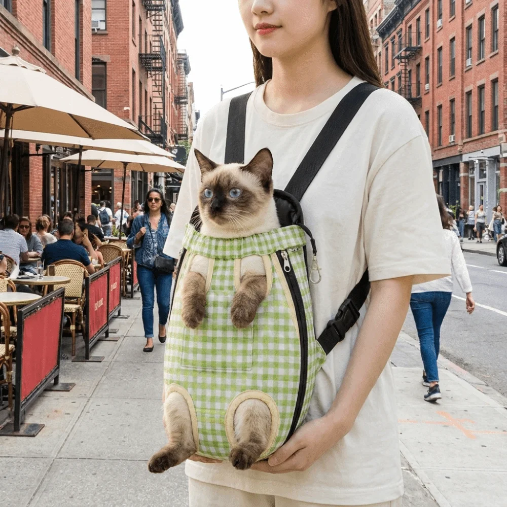 Breathable Pet Carrier Backpack Adjustable Strap Double Shoulder Dog Front Carrier Stripe Dog Outdoor Backpack Outdoor Travel