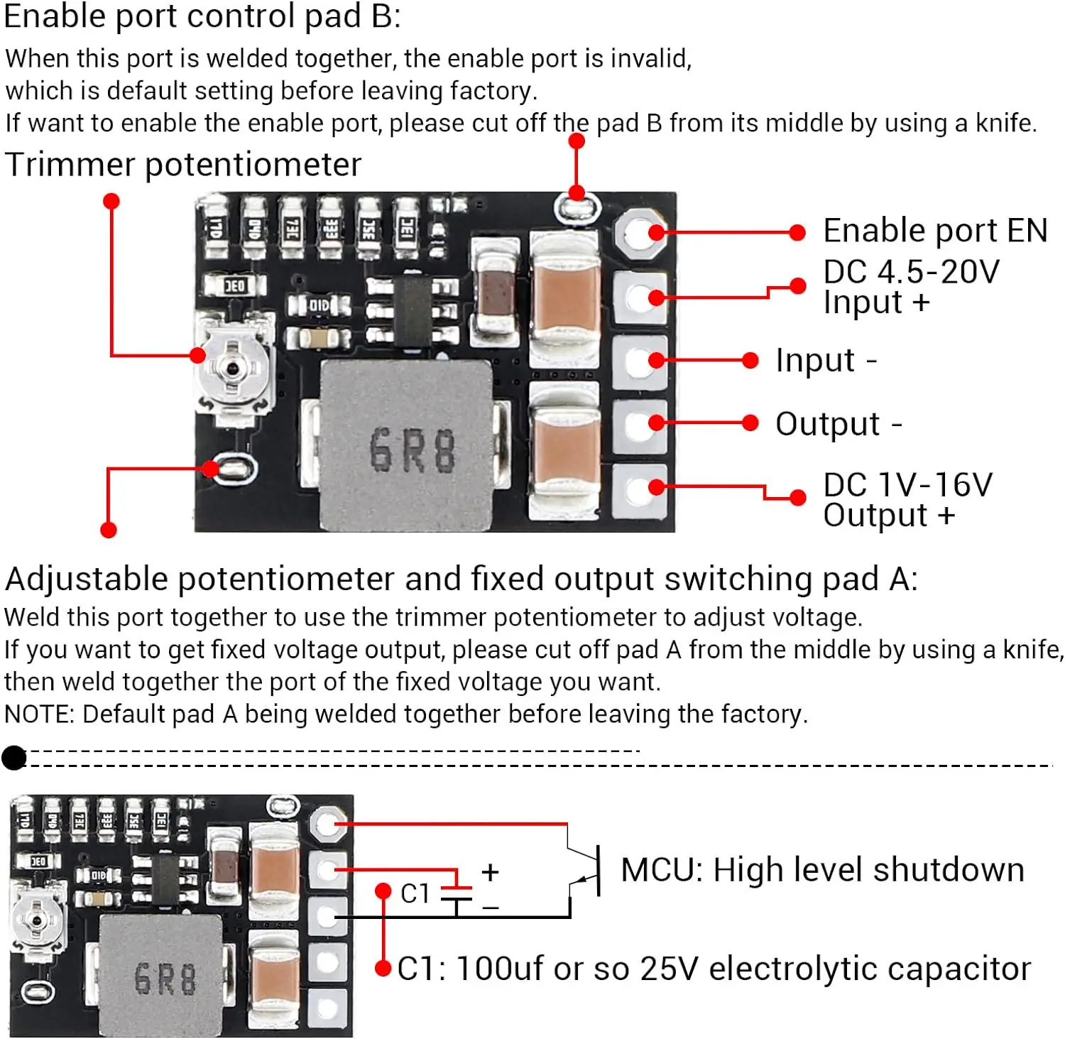 DROK DC 5V Power Converter, Mini Voltage Buck Regulator DC 4.5-20V 12V 9V Step Down to 5V Reducer Transformer Board 3A 10W