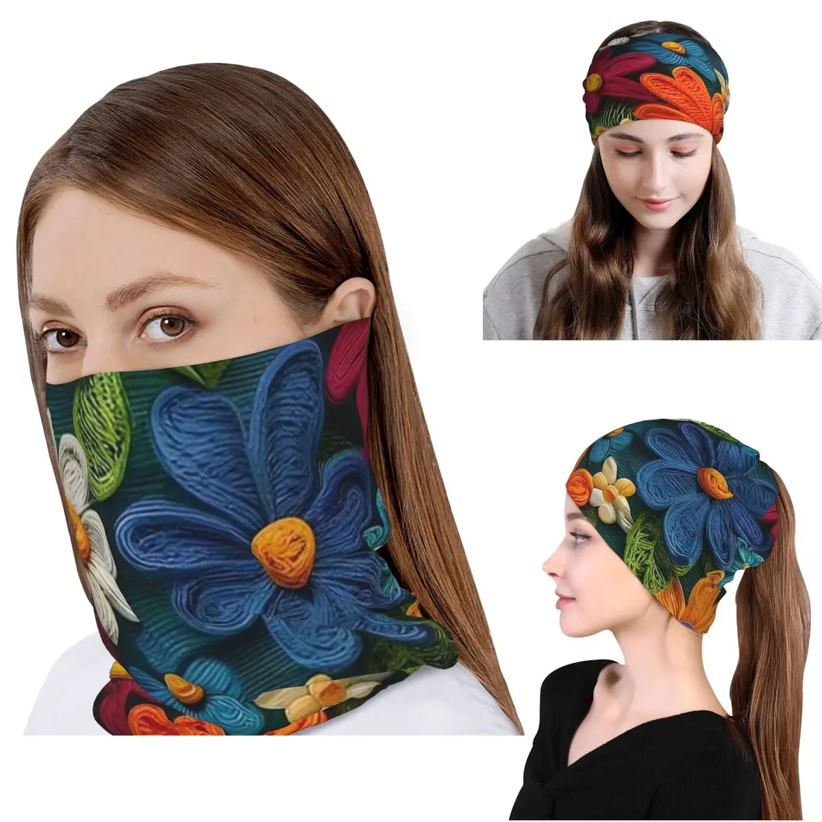 

Mexican Flroal Rebozos Mexicanos Bandana Neck Cover Magic Scarf Multi-use Face Mask Beanies Hat for Men Women Adult Windproof