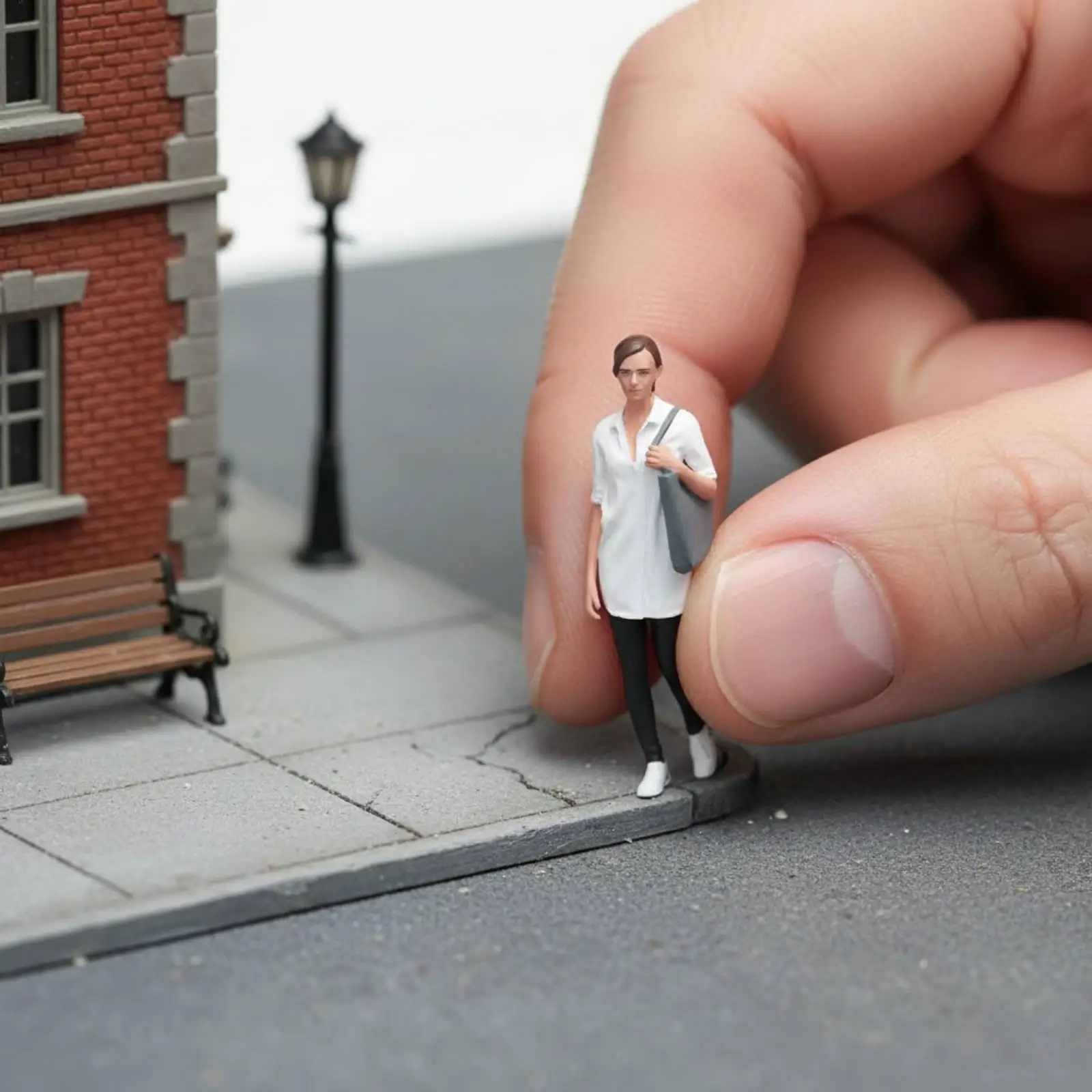 Walking Girl Mini Figure Resin Decorative Miniature Making Persona for Street Scene Sand Table Diorama