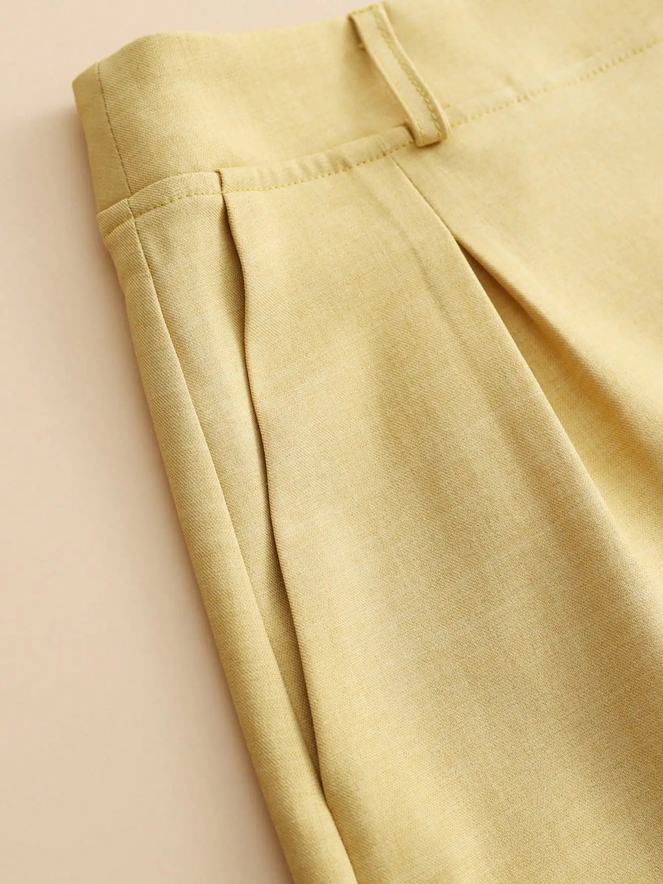 여성용 민소매 버튼업 탑 & 플리츠 반바지 2피스 세트, 여름용 연노랑색 휴가복