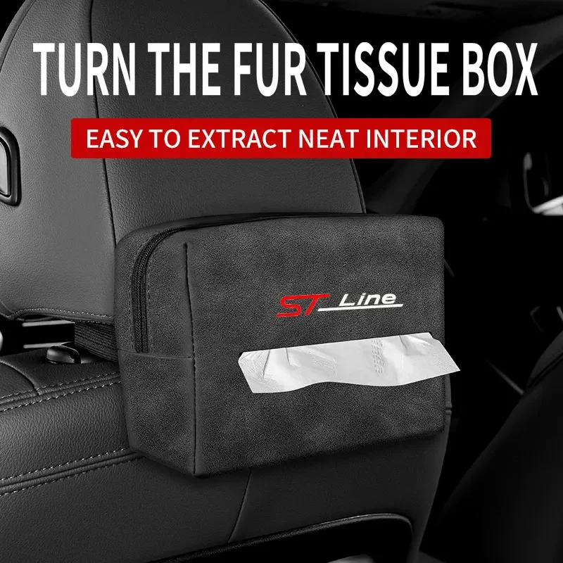 Pop Car Suede Tissue Bag Protector Cover For Ford St LINE Stline Kuga Fiesta Car Seat Back Tissue Box Interior Accessories