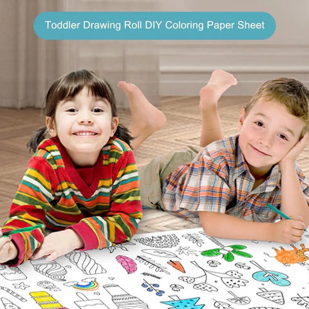 Rollo de papel de dibujo adhesivo para niños, juego de pegatinas para actividades, bricolaje