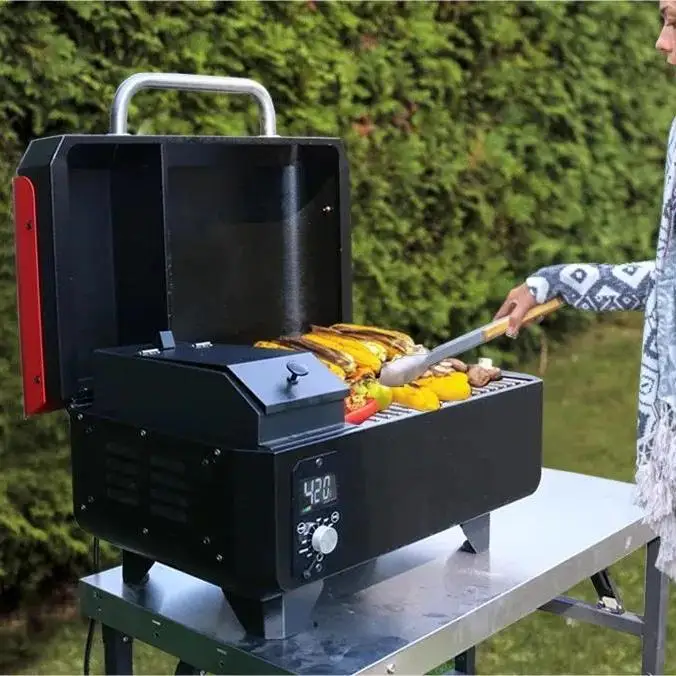 8-In-1 Modern Design Portable Electric Wood Pellet BBQ Smoker Metal RV Camping Outdoor Grills With Powder Coated Finish