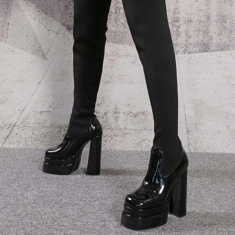 

Women's Plus Size Platform Over The Knee Sock Boots Chunky Heel Round Toe Stretch Sexy Fashion Boots 2026 New Arrival