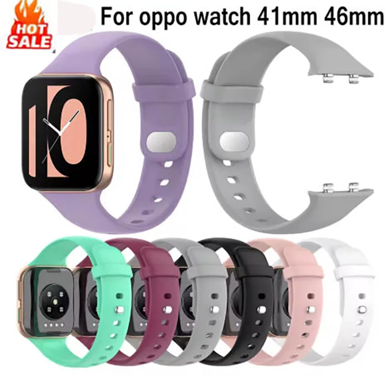 

Силиконовый роскошный классический спортивный ремешок для часов Oppo Watch 41 мм/46 мм, сменный Браслет, подходящий Новый ремешок для смарт-часов