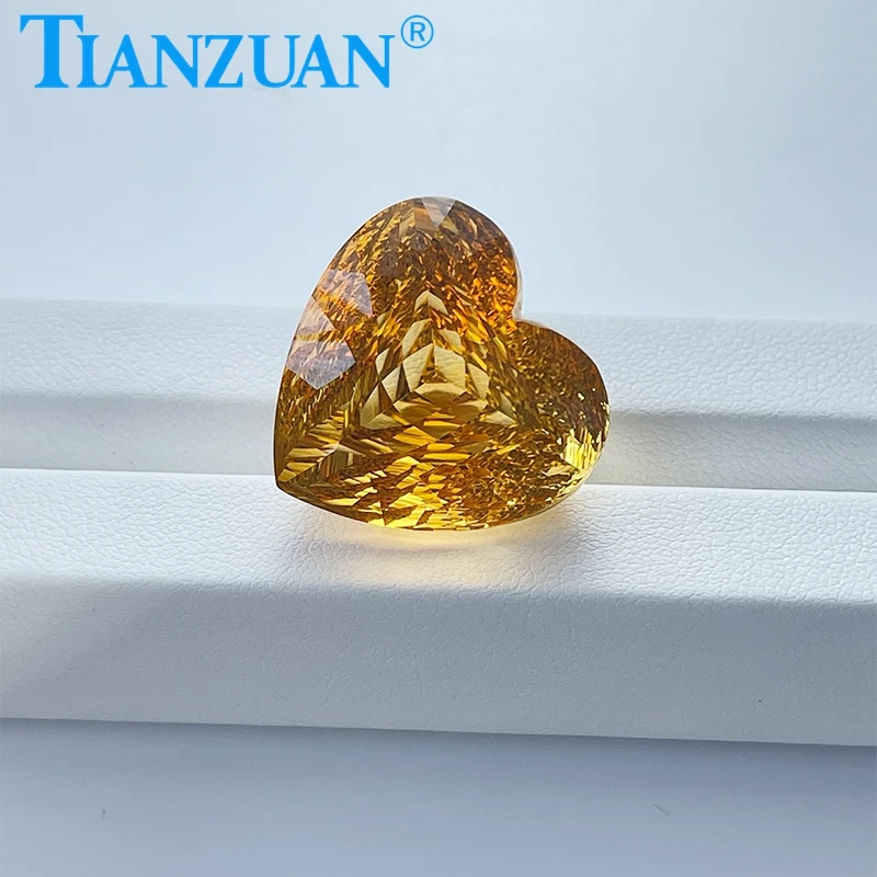 52.46ct Natural Citrine Golden Yellow Color Heart Shape Brilliant Cut Loose Gem Stone with GRC Certified