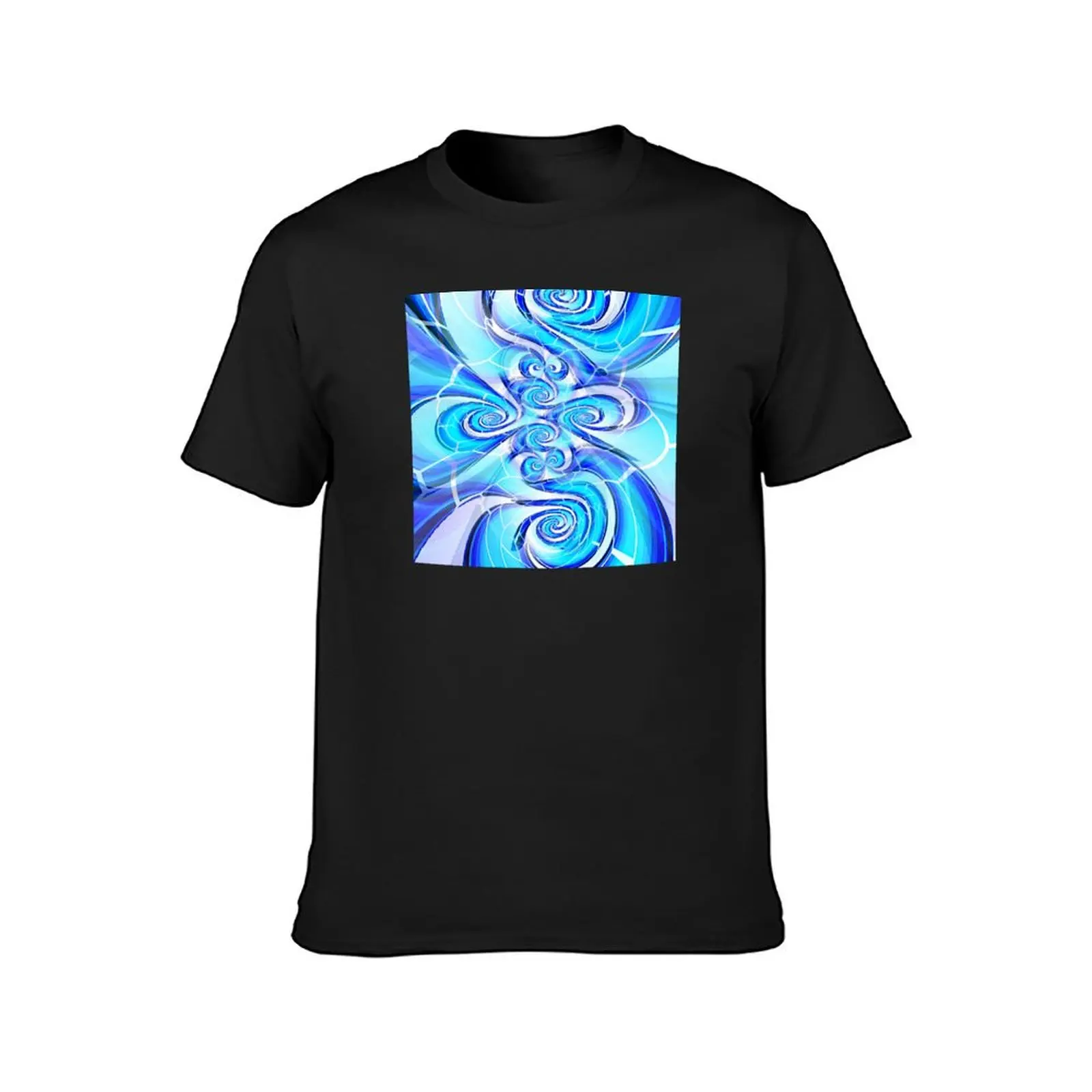 Azure Blue and Turquoise Abstract Swirl T-Shirt blanks for a boy mens t shirts pack