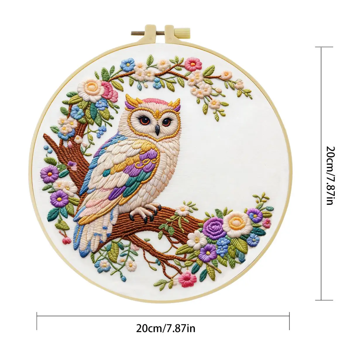 1 Stück 20X20CM/15X15CM 7,87/6,3 Zoll Tier - Eulen-Stickerei-Starter-Kit DIY-Kit DIY-Stickerei-Set Handarbeiten Heimdekoration – Detail 4