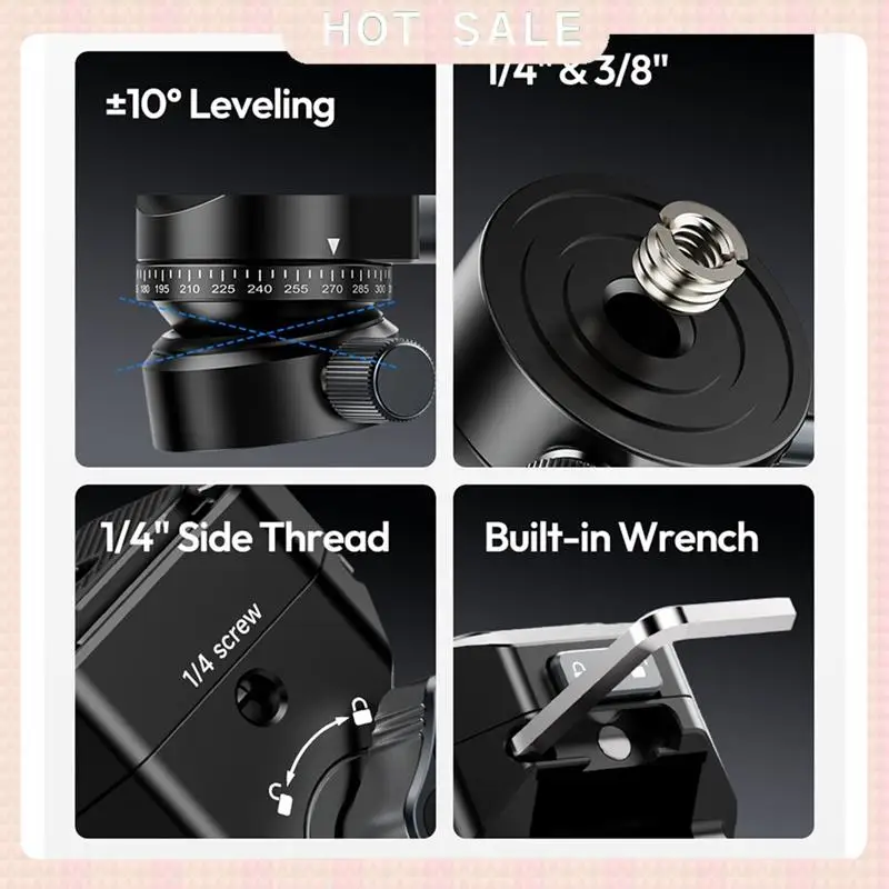 24-Hour Delivery Ulanzi U190 II Uka Fluid Tripod Head Quick Release Ball Head Max Load 4KG With 1/4'' 3/8'' Screw Hole For Video - Image 5