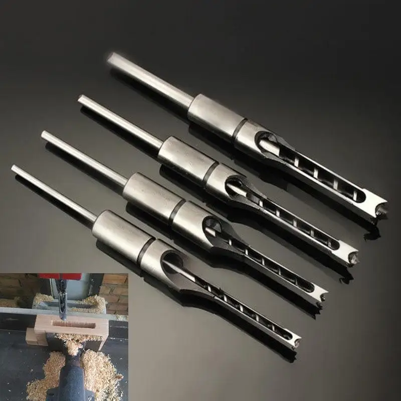 4/5/6cs Woodworking Drill Bits Set 6.4mm 8mm 9.5mm 12.7mm 14mm 16mm Square Auger Mortising Chisel Hole Saw Extension