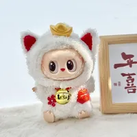 17 Cm Labubu Clothes Pendant Labubu Sitting Baby Clothes Lucky Cat  Set  Dolls Accessories Labubu Outfit