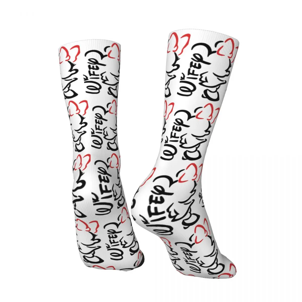 Wifey Happy Valentines Day Men's Socks Retro Harajuku Disney Mickey Mouse Cartoon Street Style Novelty Pattern Crew Sock