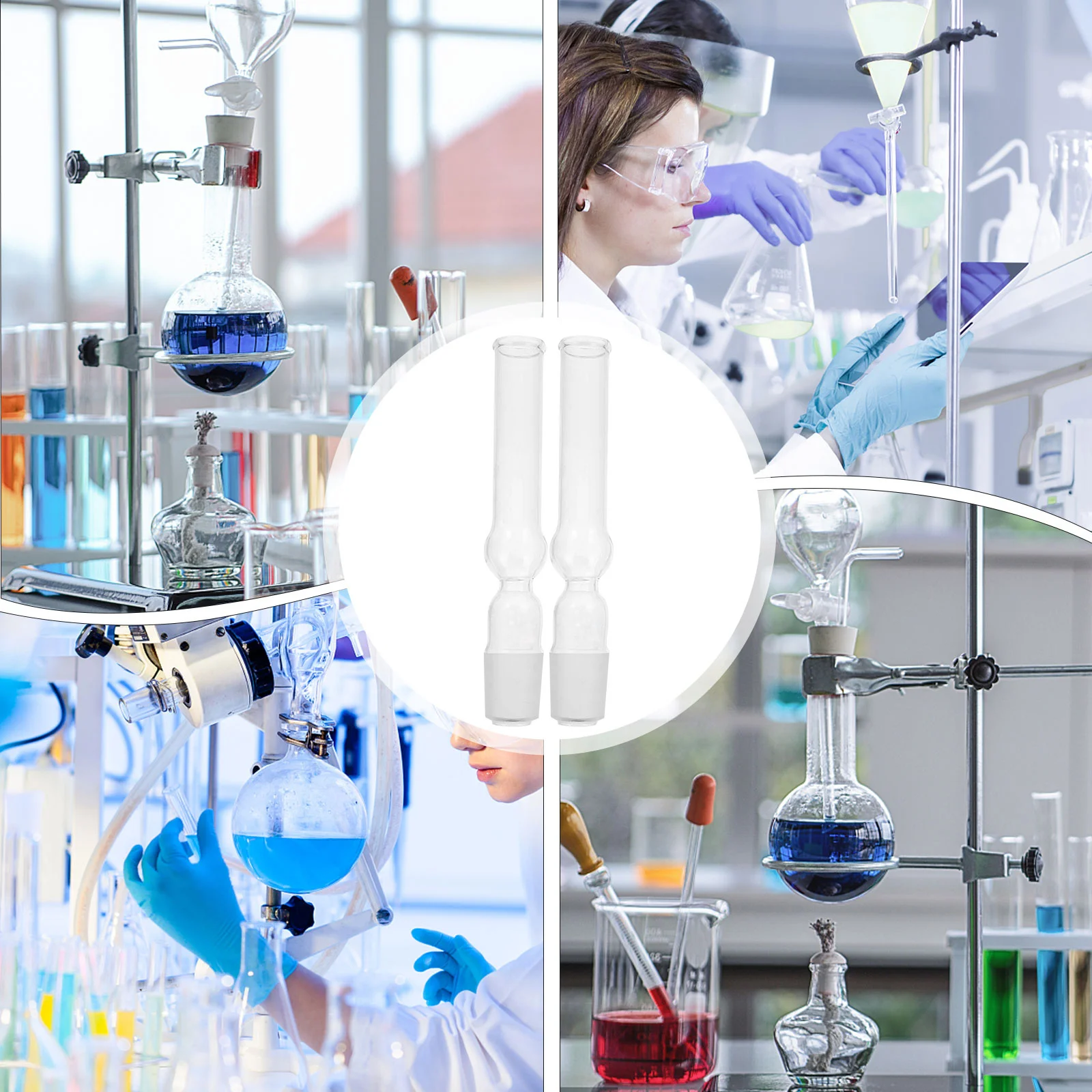 

2 Pcs Straight Glass Labs Drying Tubes Clear Science Chemical Experiment Equipment