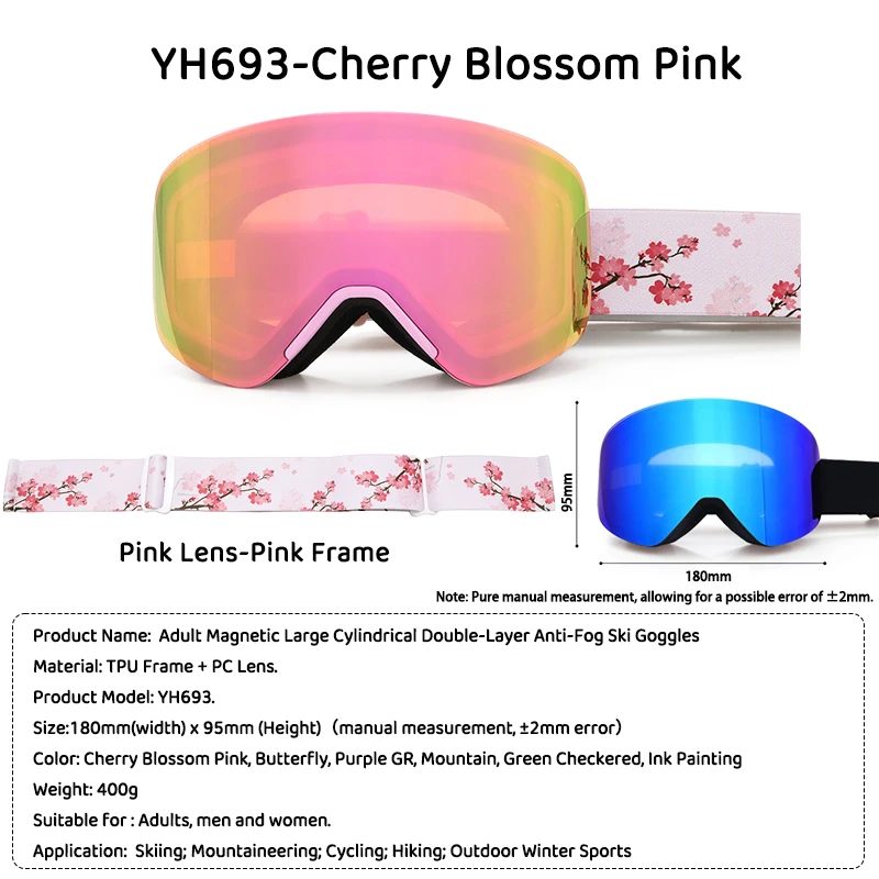 

Магнитные горнолыжные очки для взрослых - двухслойные, с защитой от запотевания, цилиндрические, с быстрой заменой линз, УФ-защита, маска для катания на лыжах, аксессуары для лыжного спорта