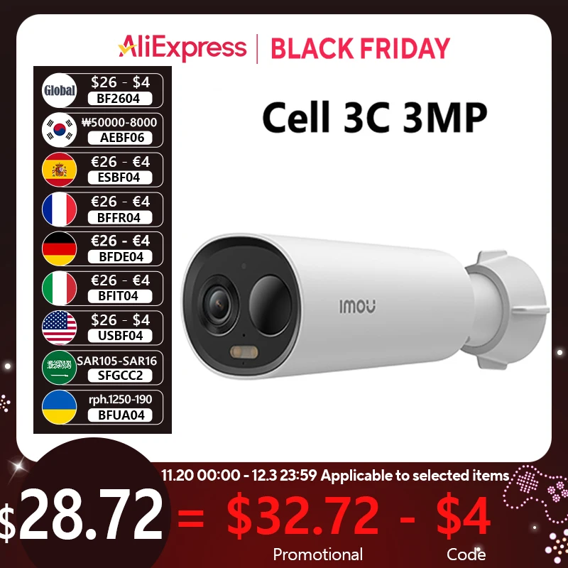 

IMOU Cell 3C 3-мегапиксельная камера безопасности с питанием от батареи, уличная беспроводная Wi-Fi камера, двусторонняя связь, камера наблюдения IP66, защита от атмосферных воздействий